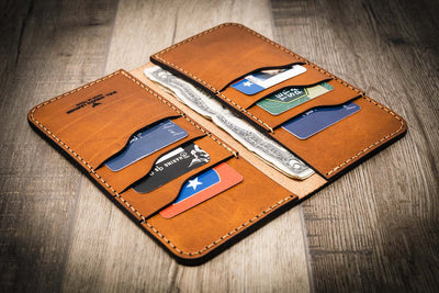 Custom Leather Long Wallet made in the USA